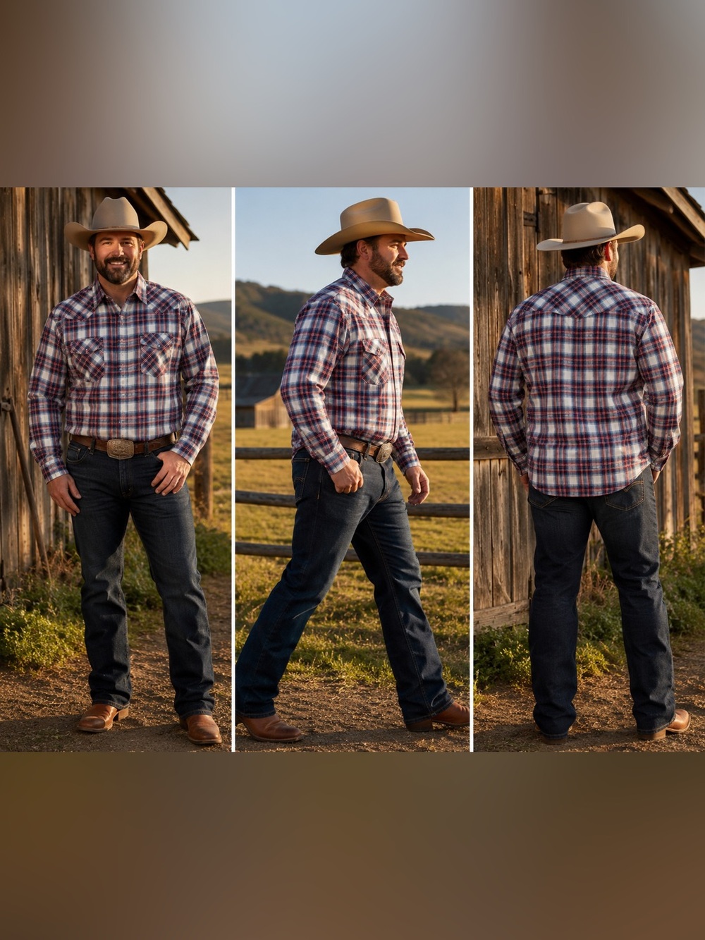 Wrangler Plaid Western Snap Button Shirt 2XLT Red Blue Long Sleeve Stretch | EUC